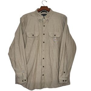 Carhartt Mens Loose Fit Midweight Long Sleeve Button Down XL Tall Shirt Utility